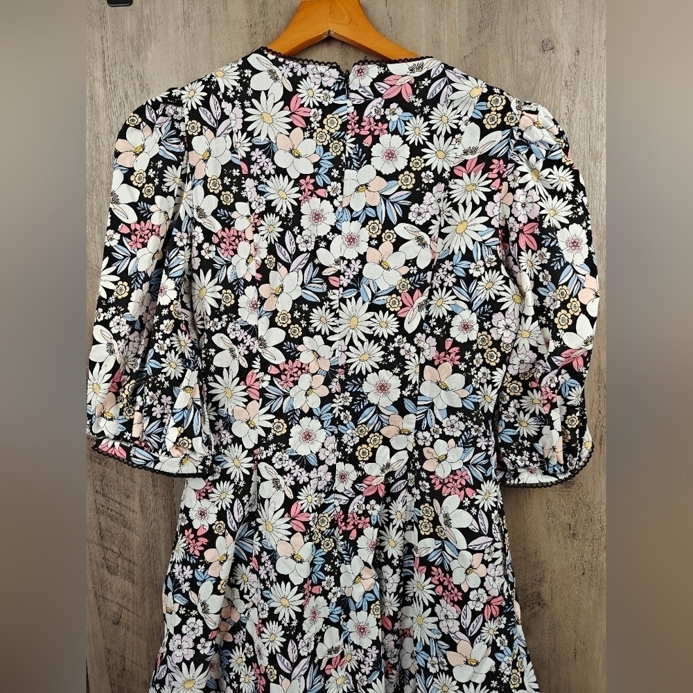 Rachel Parcell Floral Cotton Puff Sleeves Mini Dress Size LG - Picture 14 of 15
